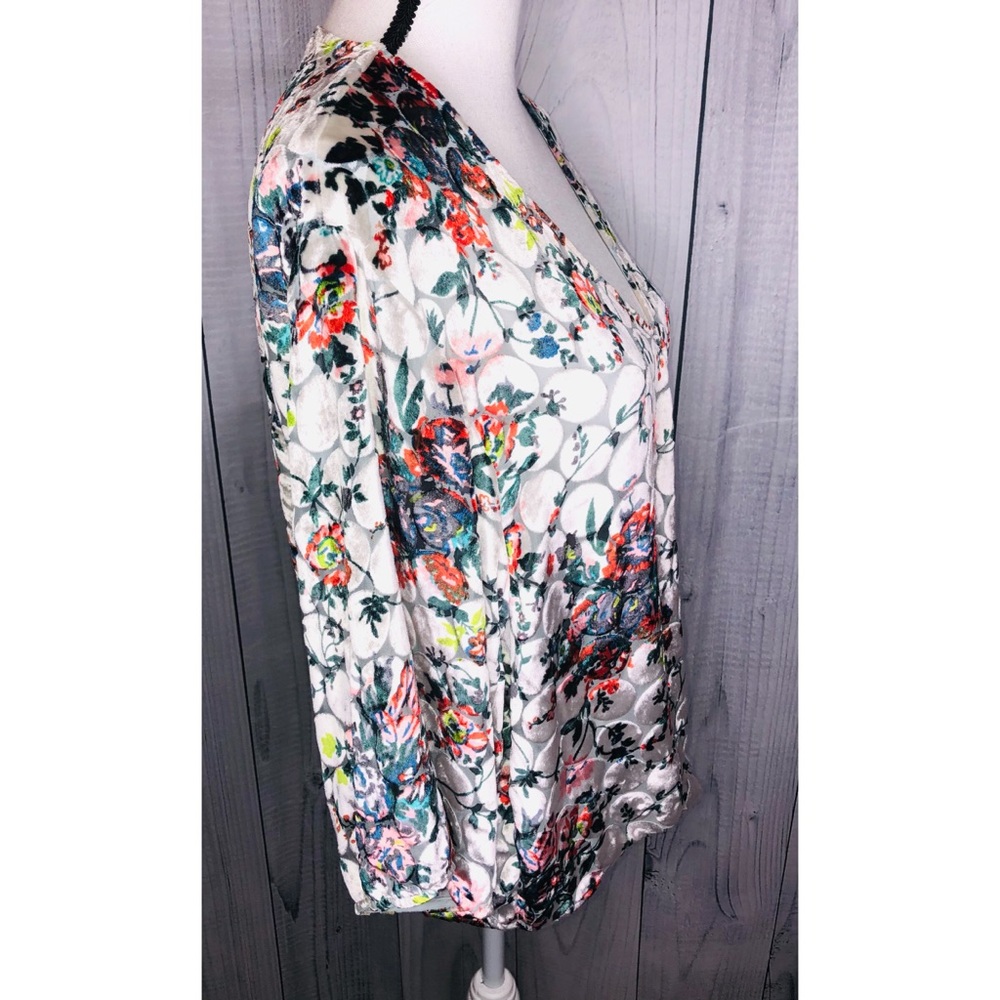 Anthropologie Maeve Umi Velvet Faux Wrap Top V-Neck Floral Boho Sz S - Picture 6 of 9